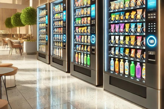 Four vending machines inside the workplace