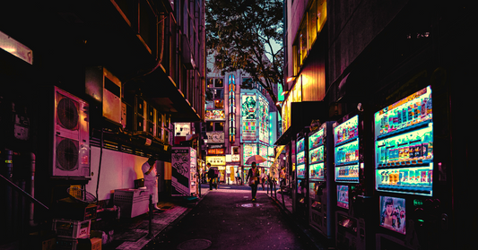 Row of vending machines on a street