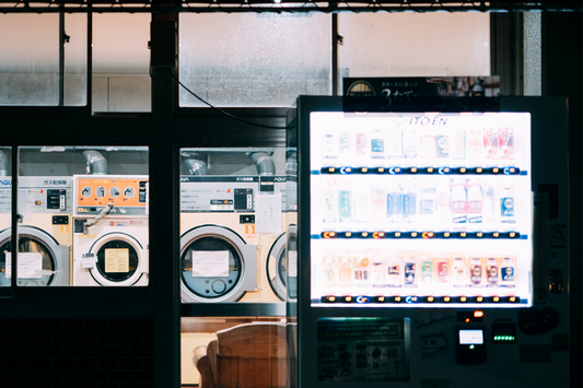 Vending machine in a laundry shop