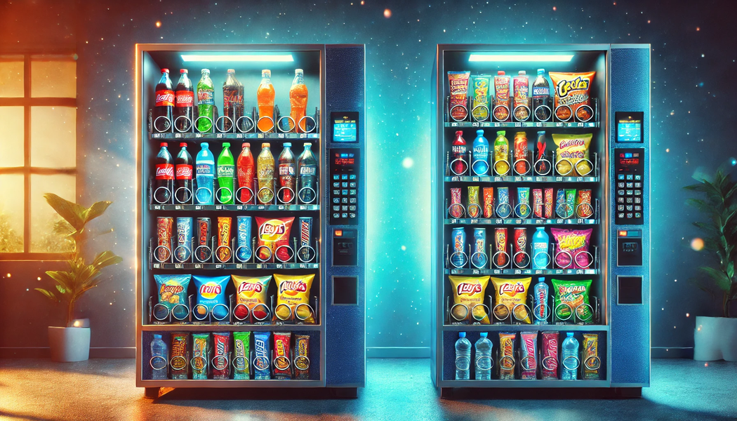 Two vending machines selling different products