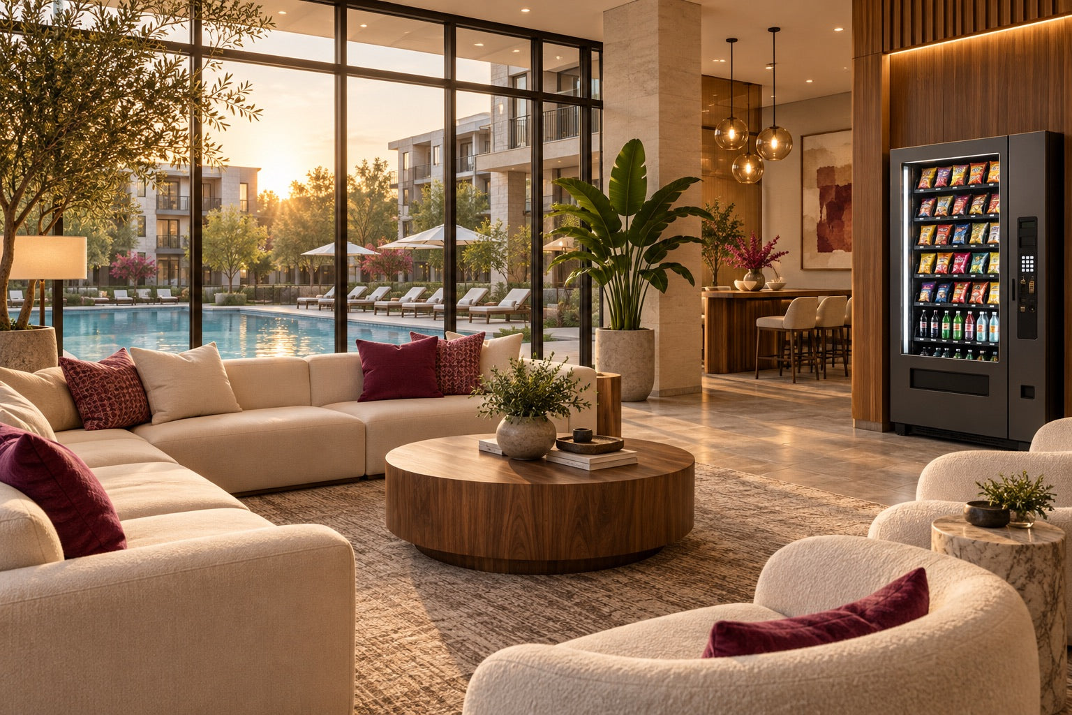 Illustrative residential clubhouse with shared amenities